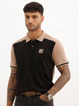 WROGN - Slim Fit Panel Printed Polo T-Shirt
