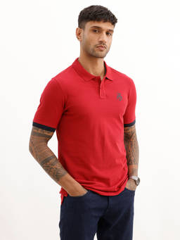 WROGN - Classic Slim Fit Contrast Sleeve Polo T-Shirt