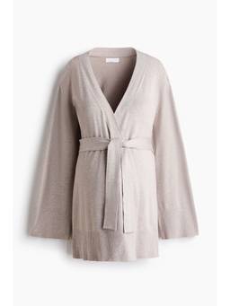 H&M - Women Beige MAMA Tie-Belt Cardigan