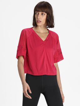 Puma - Fashion Luxe Raglan Top Women Red T-shirt