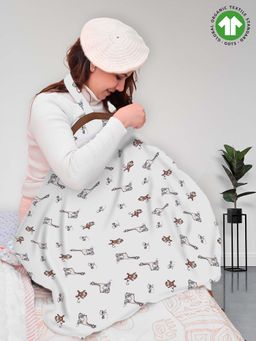 Moms Home - White Jungle Organic Cotton Muslin Nursing Cover for Breastfeeding