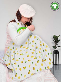 Moms Home - White Lemon Organic Cotton Muslin Nursing Cover for Breastfeeding