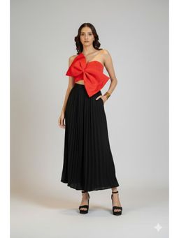 NIYARA INDIA - Korean Breeze Black Elegant Pleated Ankle-Length Pant