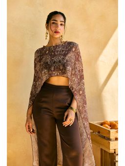 Lea Clothing - Sunehri Safari Cape with Crop Top