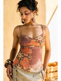 Lea Clothing - Rangrez Scarf Print Embellished Top