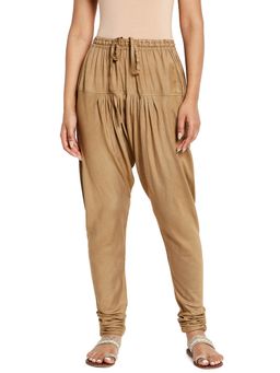 Fabindia - Viscose Blend Regular Fit Beige Drawstring Churidar