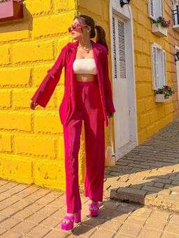 Uptownie - Riya Jain's On The Go Pleated Shirt (Pink XS