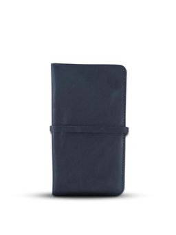 Strutt - Unisex (Premium Blue Leather Travel Organizer Wallet for Passport and Cards (Medium)