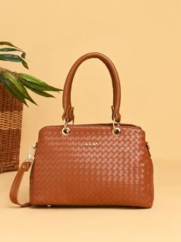 ROCIA - By Regal Tan Women Textured Daily Handbag with Detachable Strap