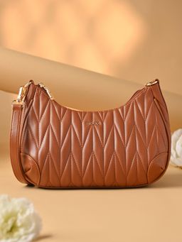 ROCIA - By Regal Tan Women Quilted Shoulder Bag with Detachable Strap