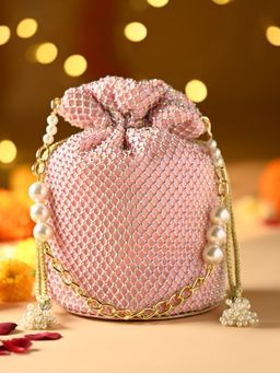 ROCIA - By Regal Pink Women Embroidered Potli Bag