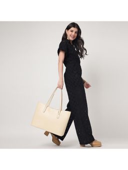 Fastrack - Beige Pebble Play Laptop Tote Bag for Women Fits Upto 15 Laptop