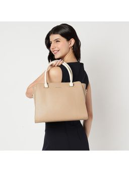 Fastrack - Pebbleedge Beige Satchel Bag with Detachable Strap for Women