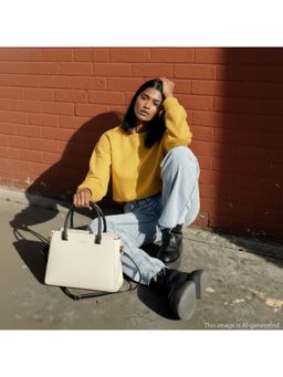 Fastrack - Pebbleedge Off White Satchel Bag with Detachable Strap for Women