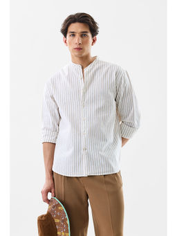 Snitch - Beige Stripes Regular Fit Shirt