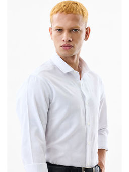 Snitch - White Self Design Slim Fit Shirt