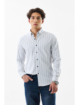 Snitch - White Stripes Slim Fit Shirt