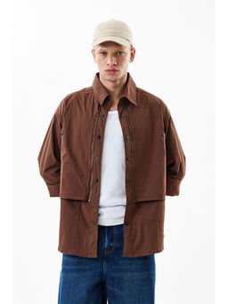 Snitch - Brown Stripes Relaxed Fit Overshirt