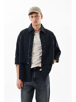 Snitch - Black Stripes Relaxed Fit Overshirt