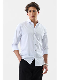 Snitch - White Solid Regular Fit Shirt