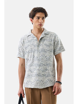 Snitch - Off White Printed Regular Fit Shirt