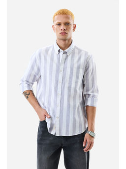Snitch - Grey Stripes Regular Fit Shirt