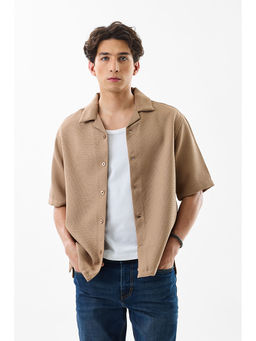 Snitch - Beige Solid Relaxed Fit Shirt