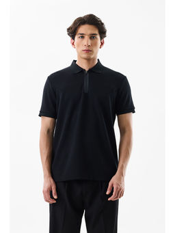 Snitch - Black Solid Slim Fit Polo T-Shirt