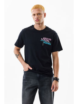 Snitch - Black Printed Slim Fit T-Shirt