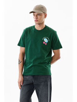 Snitch - Green Printed Slim Fit T-Shirt