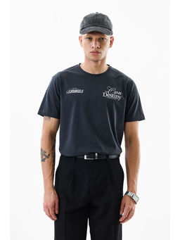 Snitch - Navy Blue Printed Slim Fit T-Shirt