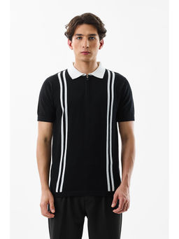 Snitch - Black Stripes Slim Fit Polo T-Shirt