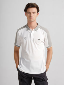 Crocodile - White Colorblock Slim Fit Polo T-Shirt
