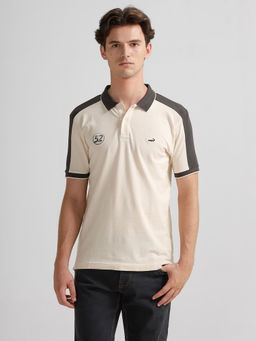 Crocodile - Beige Colorblock Slim Fit Polo T-Shirt