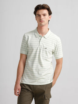 Crocodile - Green Stripes Slim Fit Polo T-Shirt