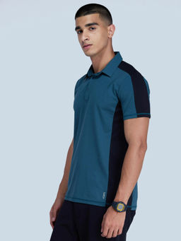 Cava Athleisure - Teal Colorblock Regular Fit Polo T-Shirt
