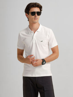 Crocodile - White Solid Slim Fit Polo T-Shirt