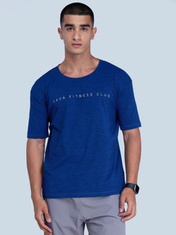 Cava Athleisure - Navy Blue Printed Regular Fit T-Shirt