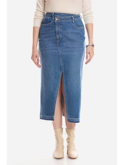 Virgio - Women Cotton Asymmetric Waist Denim Skirt