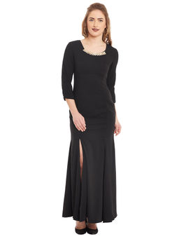 Kazo - Black Cynthia Neck Chan Maxi Dress