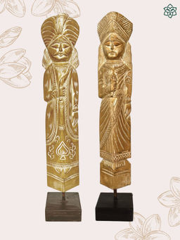 Maatir - Raja Rani Hand Carved Tall Wood Figurines