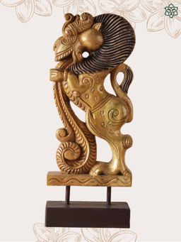 Maatir - Hand Carved Wooden Yali On A Stand