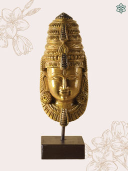 Maatir - Goddess Saraswati Hand Carved Wood Head