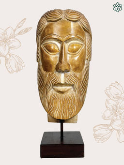 Maatir - Hand Carved Wooden Messiah Head On A Stand