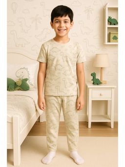 Bubble Berry - Kids Dinosaur Print Cotton T-shirt with Pajama