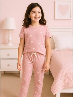 Bubble Berry - Girls Cotton Butterfly Print T-shirt with Pajama