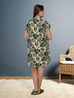 MAYSIXTY - Viscose & Stretch Printed Green Short Nighty
