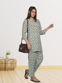 MAYSIXTY - Rayon Printed White Co-Ord (Set of 2)