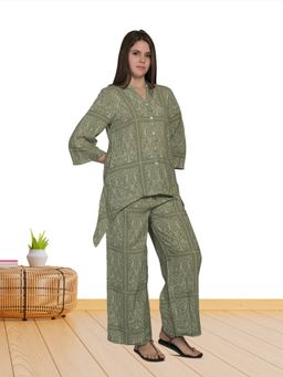 MAYSIXTY - Rayon Green Printed Co-Ord (Set of 2)