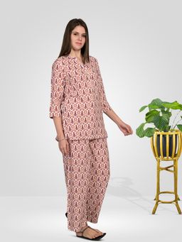 MAYSIXTY - Rayon Red Printed Co-Ord (Set of 2)